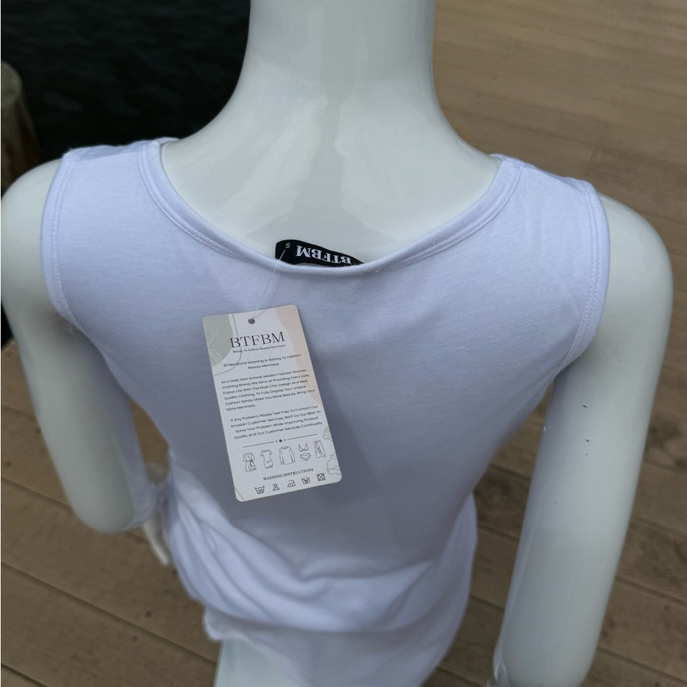 Basic Ruched White Dress 👗 - Picture 7 of 9
